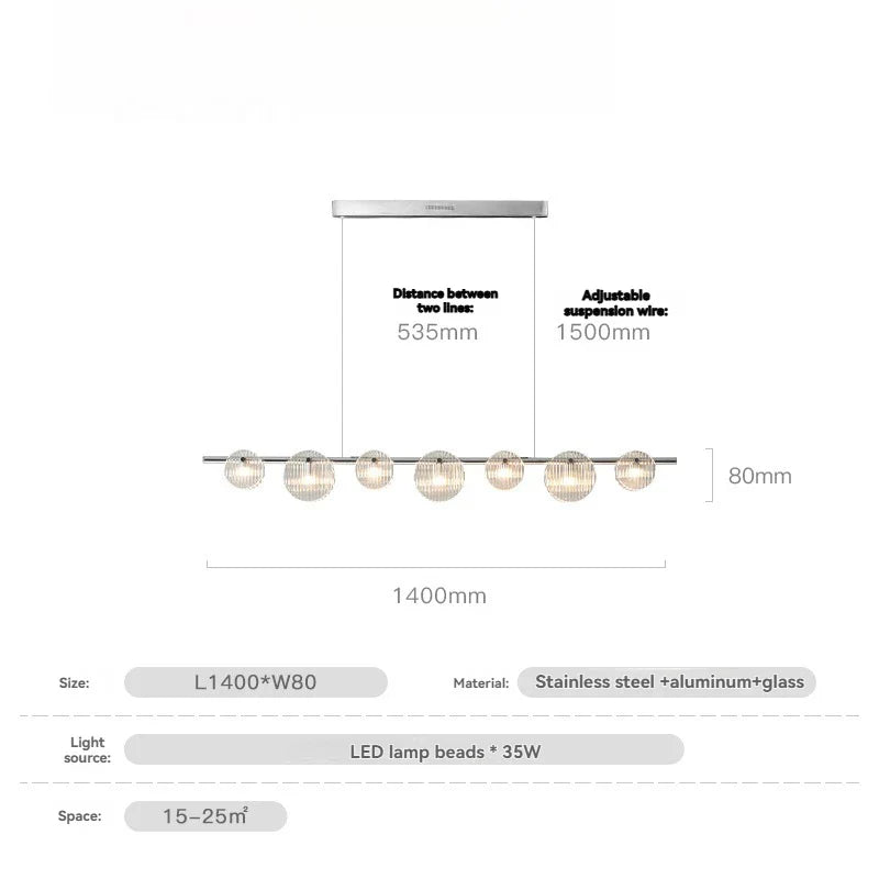 Afralia™ Black Glass Linear Chandelier for Dining Office Bar Modern Kitchen Island