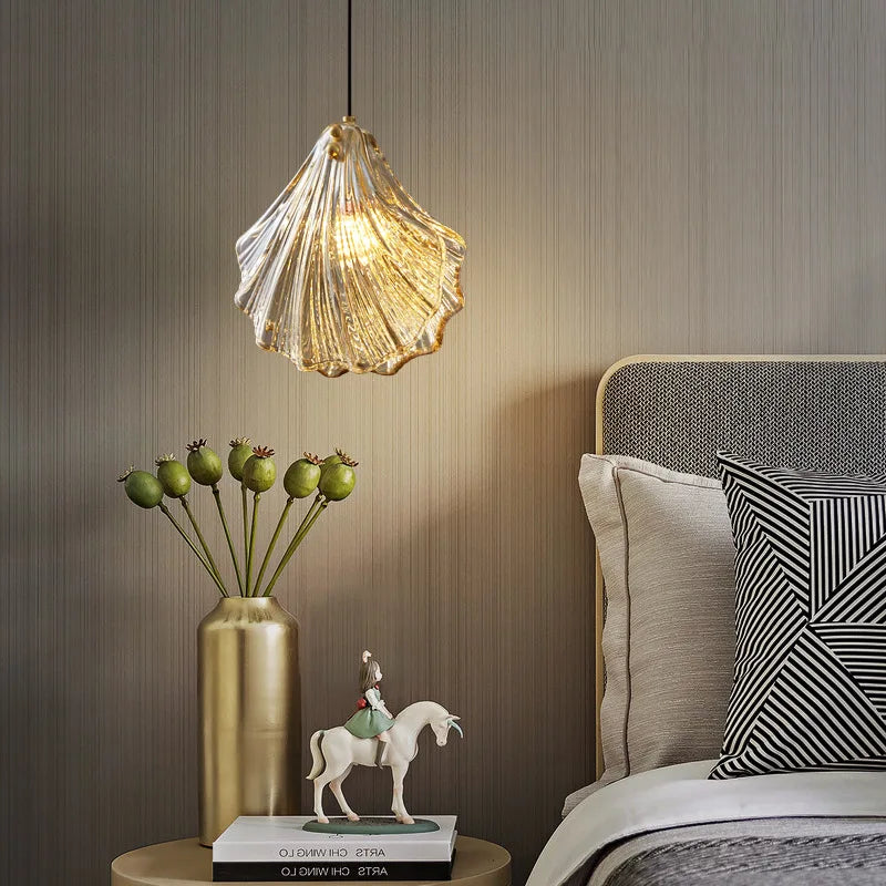 Afralia™ LED Shell Pendant Light: Modern Nordic Luxury for Bedroom, Living, Dining Room