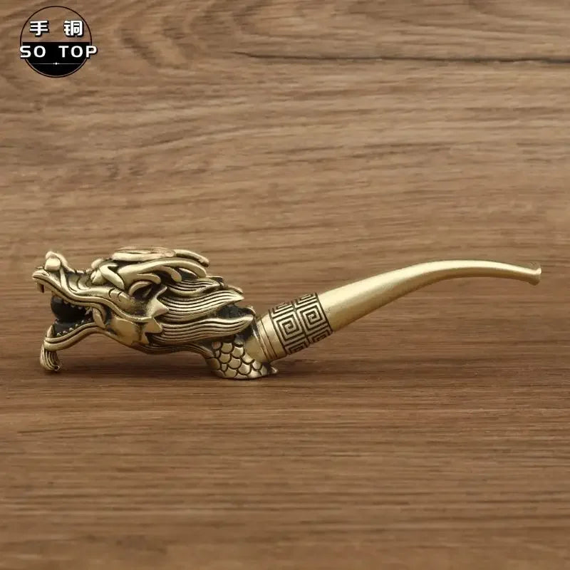 Afralia™ Chinese Dragon Copper Filter Pipe: Unique Handmade Men's Smoking Accessory Gift