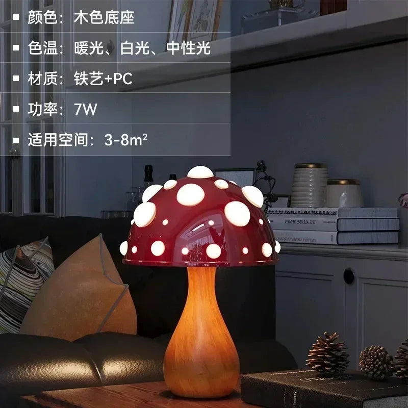 Afralia™ Tricolored LED Mushroom Desk Lamp for Living Room and Bedside