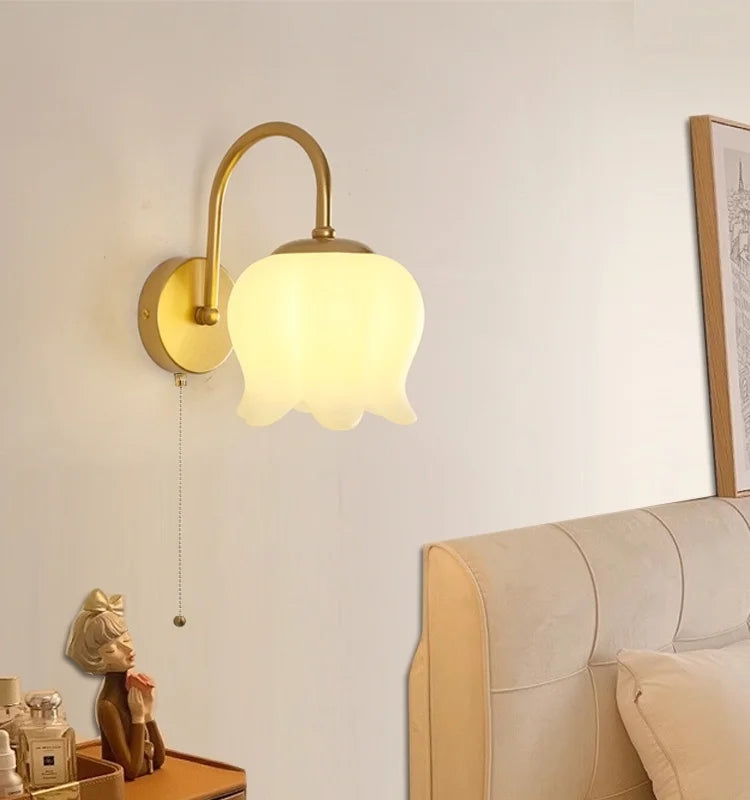 Afralia™ Iron LED Wall Sconce Pull Chain Switch Stair Light Fixture for Study Hallway