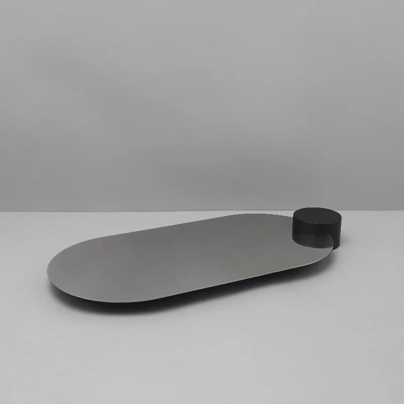 Afralia™ Modern Oval Stainless Steel Leather Tray for Home Decor