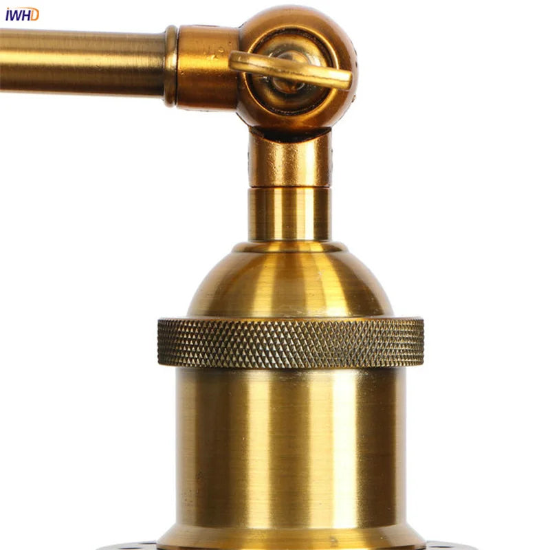 Afralia™ Gold Industrial LED Wall Lamp for Loft Stair, Coffee Bar, Bedroom