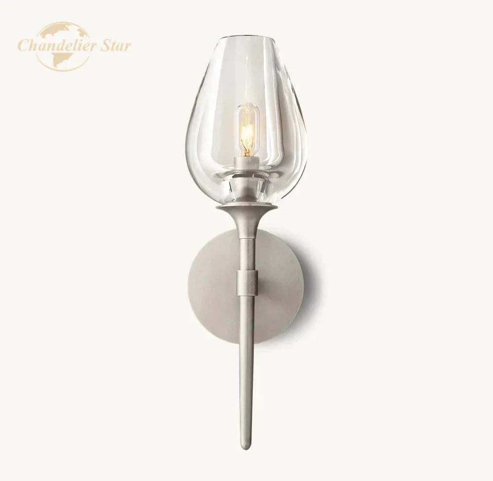 Afralia™ Tulip LED Glass Wall Sconce for Bedroom Bathroom Living Room - Modern Indoor Lighting