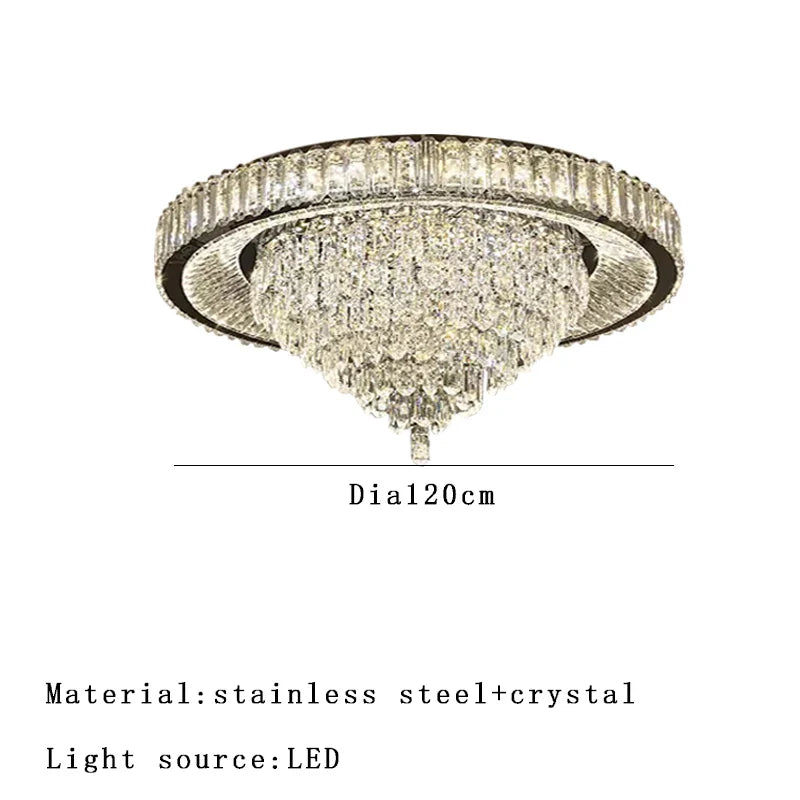 Afralia™ Cone Crystal Ceiling Chandelier - Stainless Steel Luxury Living Room Decoration