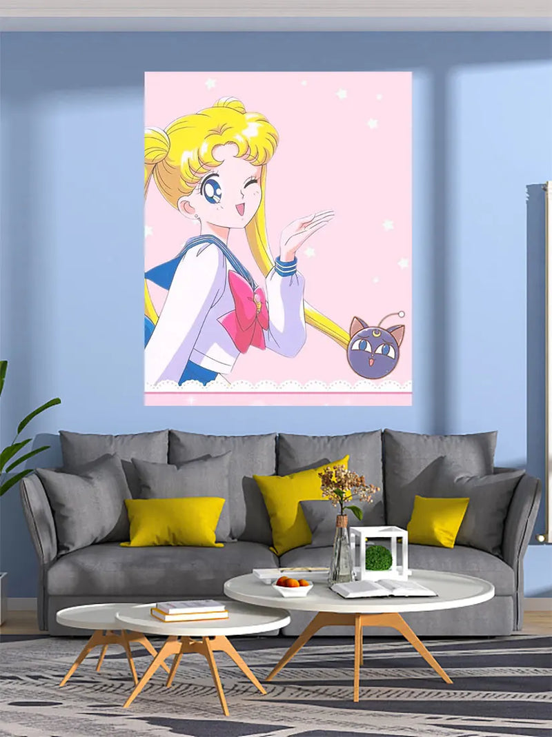 Afralia™ Sailor Moon Wall Hanging - Kawaii Fairy Decor for Bedroom or Dorm