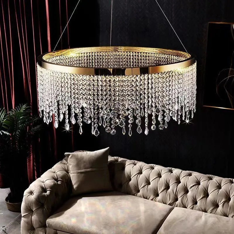 Afralia™ Crystal Chandelier Ring Pendant Light for Living Room, Dining Room, Kitchen