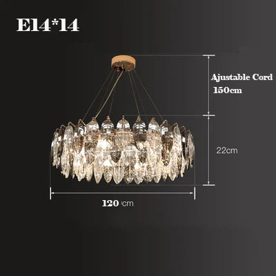 Afralia™ Luxury Feather Crystal Chandelier - Round LED Dining Room Ceiling Light