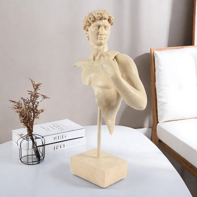 Afralia™ David Bust Resin Sculpture | Abstract Nude Man Figurine for Room Decor