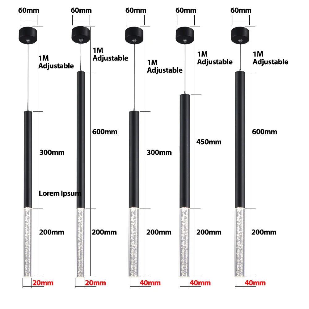 Afralia™ Cylinder LED Pendant Light for Home Kitchen Living Room Bar Cafe