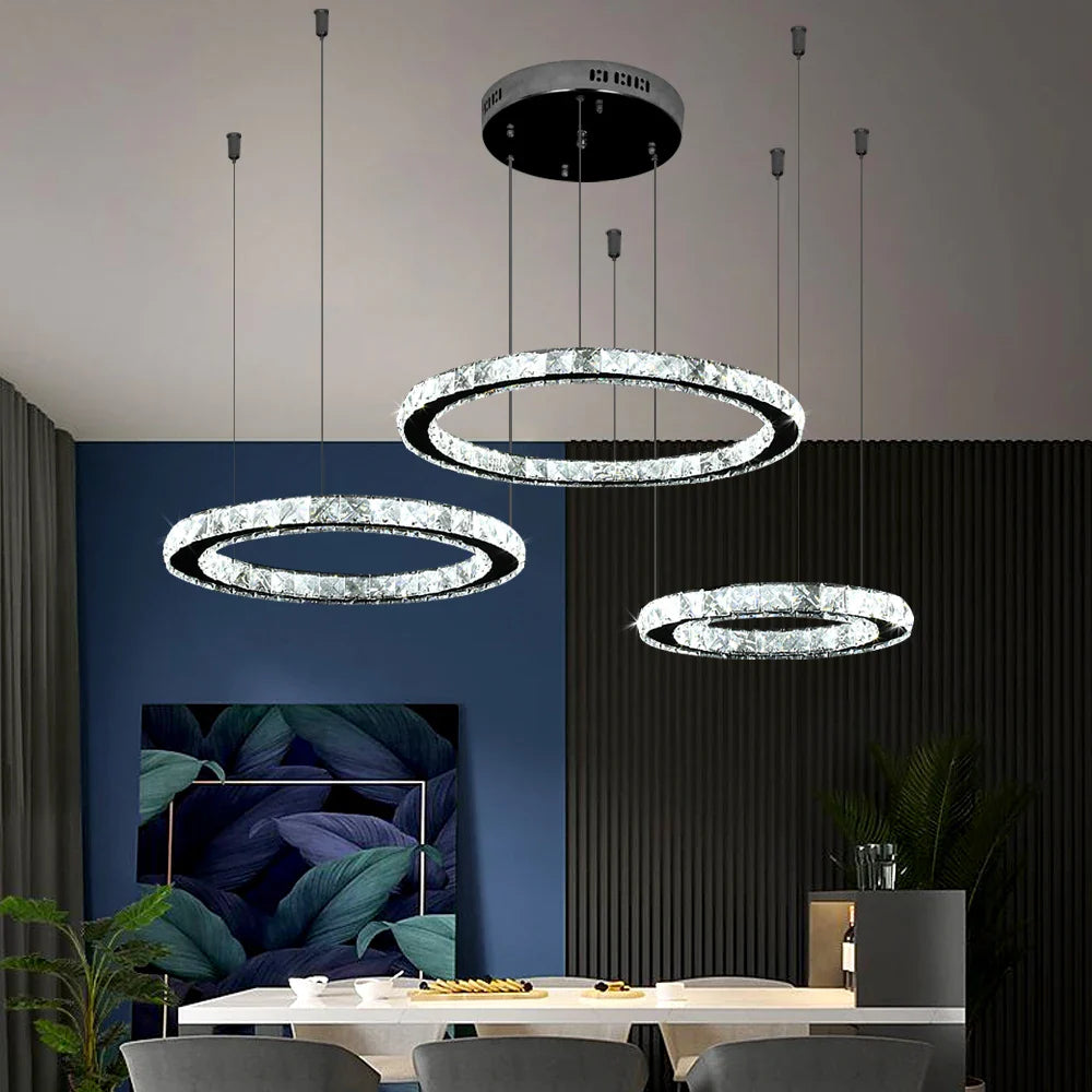 Afralia™ Crystal LED Ring Chandelier for Luxe Living Spaces