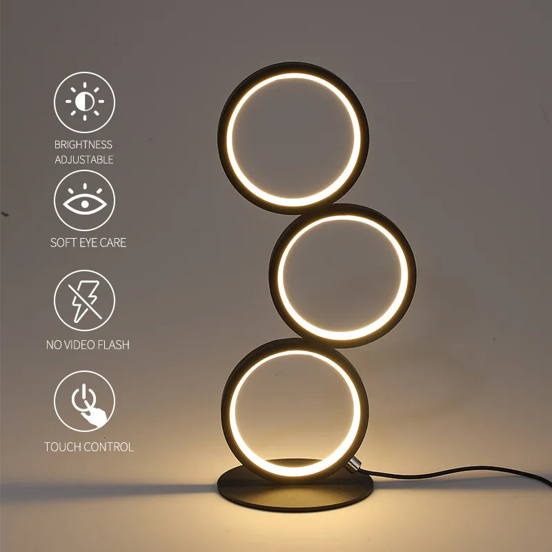 Afralia™ Touch Ring Desk Lamp Simple Modern Living Room Bedroom Night Light