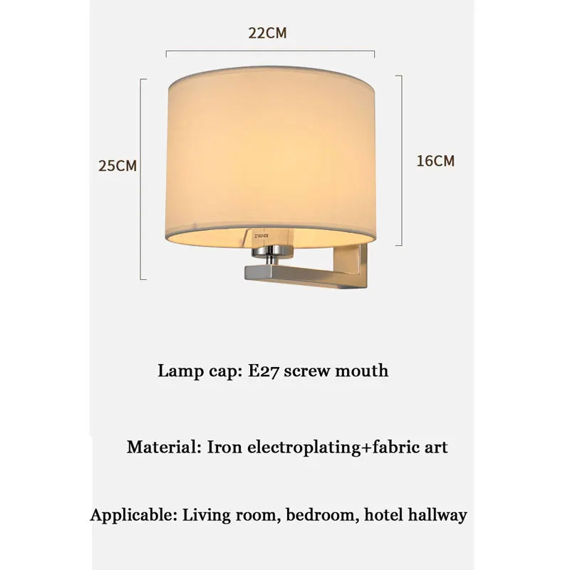 Afralia™ Chinese Style Cloth Covered Wall Lamp for Bedroom and Living Room