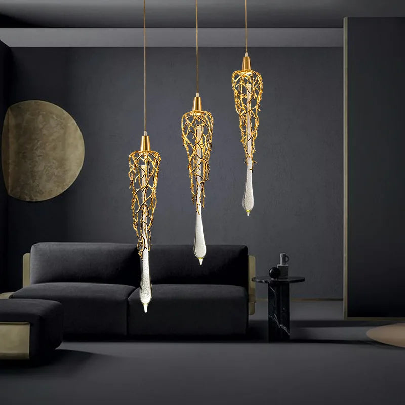 Afralia™ Nordic Crystal Gold Pendant Lamp Luxury Sconce Light For Living Room