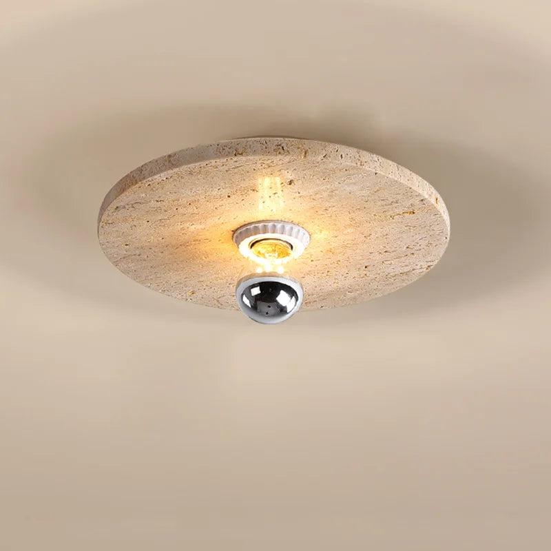 Afralia™ Retro Natural Stone Art Round LED Sconce Ceiling Light for Nordic Home