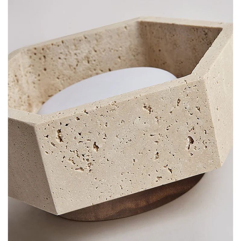 Afralia™ White Glass LED Ceiling Light Fixture Modern Yellow Stone Wood Base Nordic Design