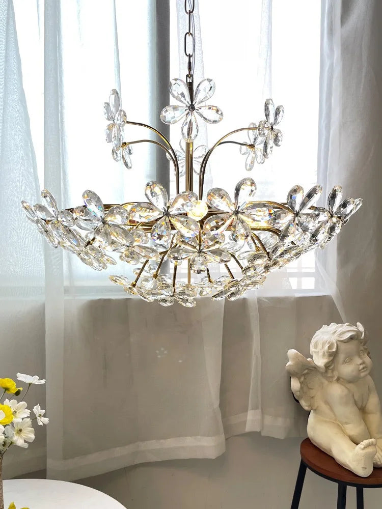 Afralia™ Crystal Flower Pendent Chandelier - Modern Design for Living Room, Restaurant, and Bedroom