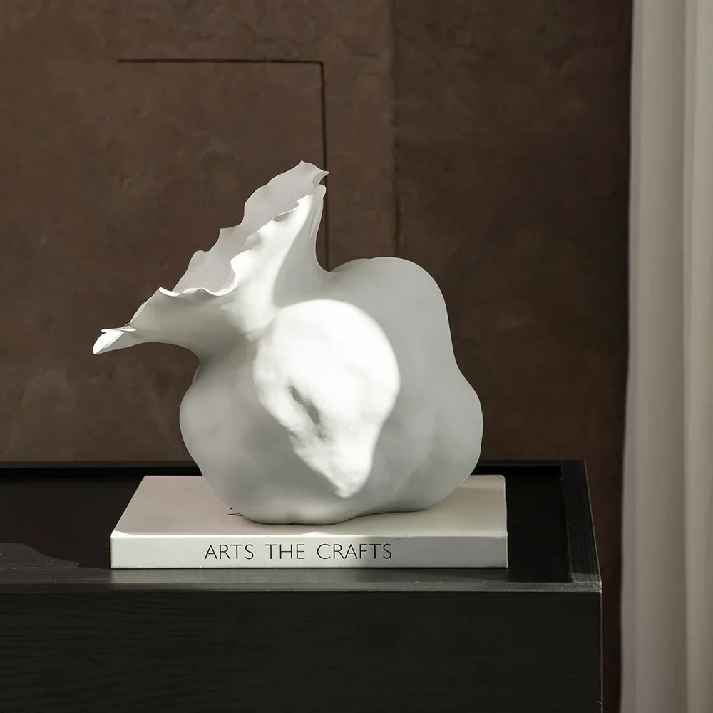 Afralia™ White Ceramic Prone Position Irregularity Flower Vase