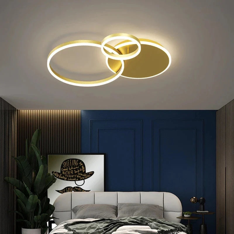 Afralia™ Aluminum Circle LED Chandelier Ceiling Light for Bedroom Living Room Kitchen