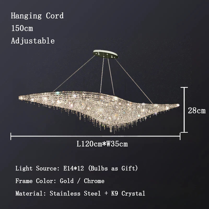 Afralia™ Chrome Crystal LED Ceiling Chandelier for Luxe Dining Room