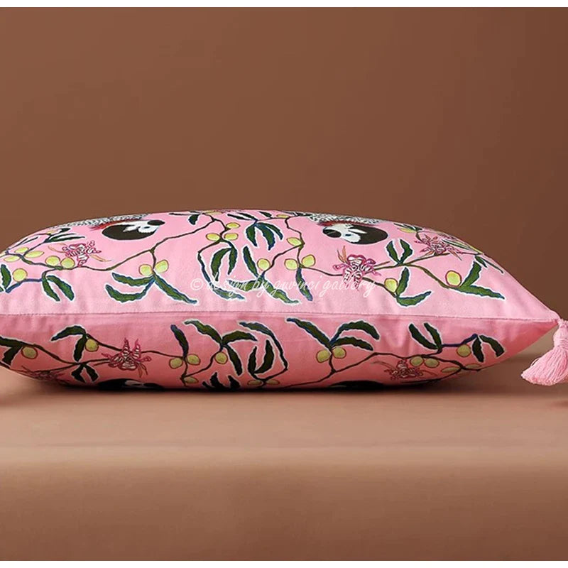 Afralia™ Chinoiserie Velvet Lumbar Pillow Cover 30x50cm