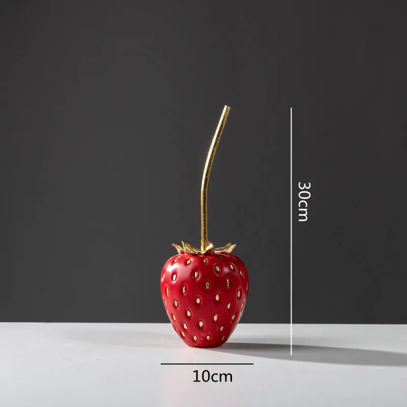 Afralia™ Gold Strawberry Figurine Decor for Home Decor & Display