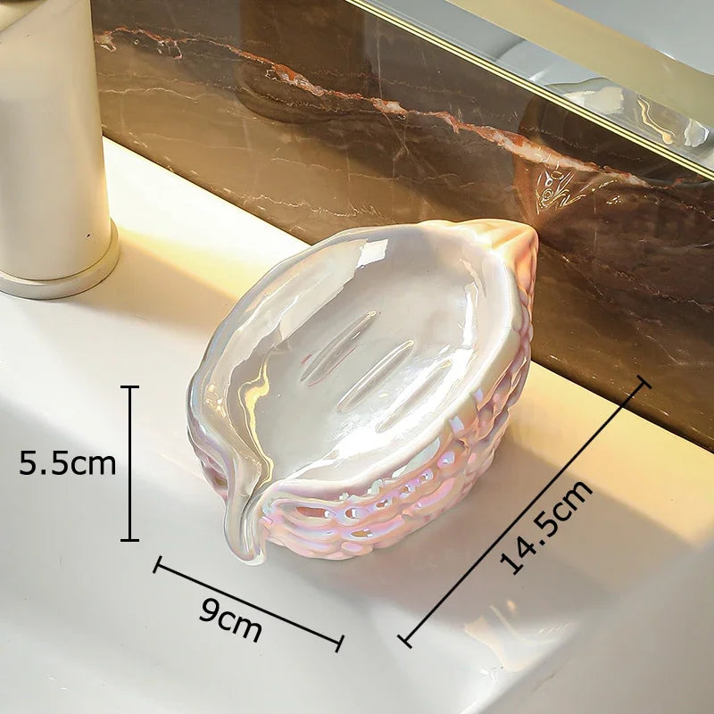 Afralia™ Bitter Gourd Ceramic Soap Dish - Bathroom Accessories Drainage Rack & Storage Container