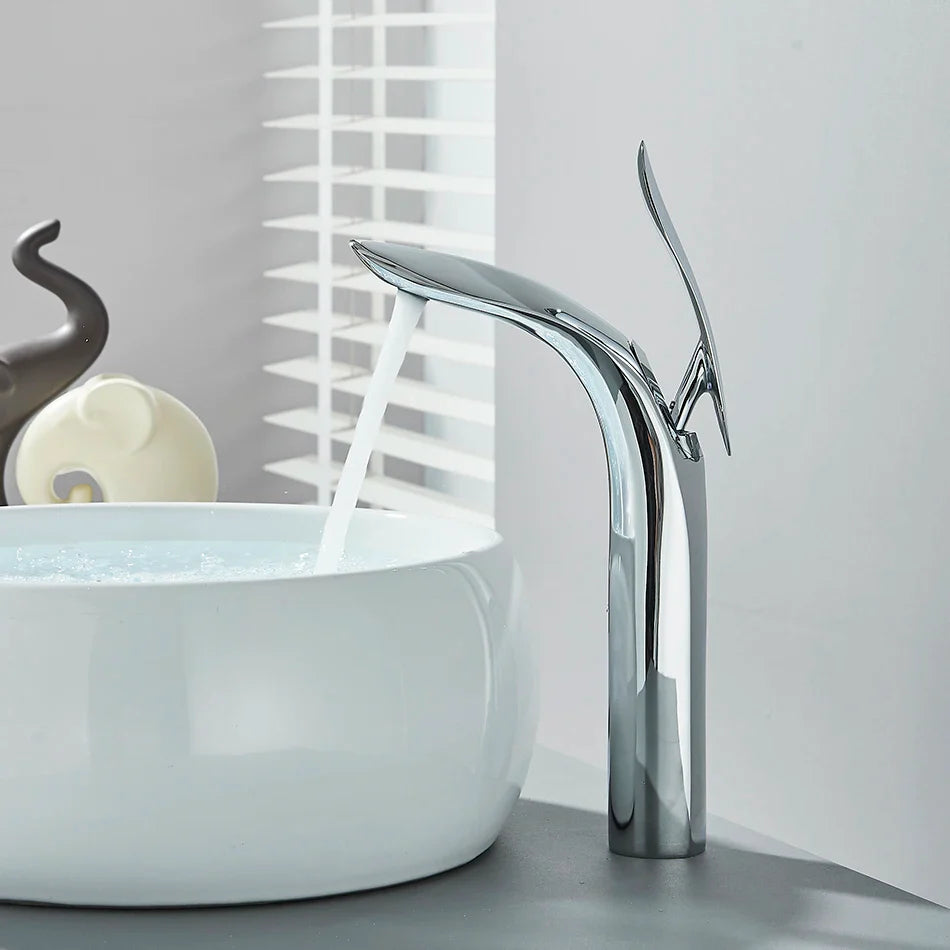 Afralia™ Rose Gold Basin Faucet: Brass Single Handle Mixer for Bathroom Sink