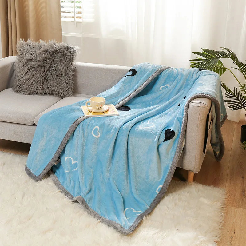 Afralia™ Cartoon Flannel Blanket: Soft & Skin-Friendly for Summer & Autumn Beds.