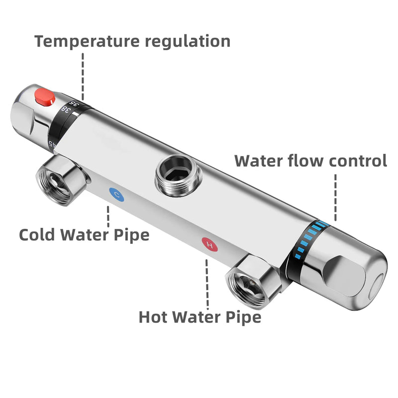 Afralia™ Thermostatic Shower Faucet Mixing Valve with Handle