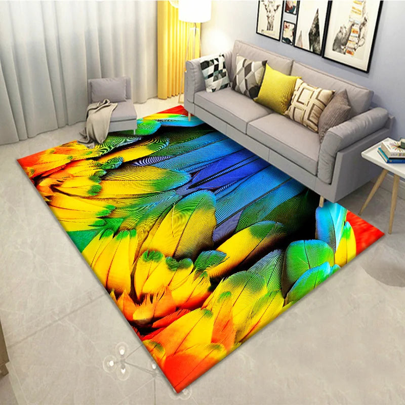 Feather Print Velvety Home Carpets by Afralia™: Quality Rugs for Living Room and Bedroom