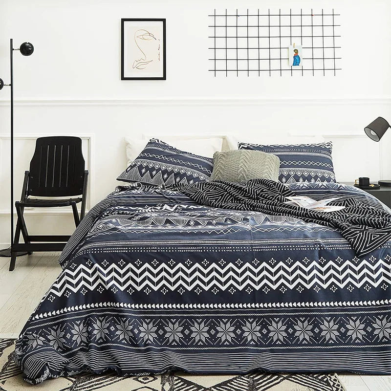Afralia™ Boho Chic Stripe Bedding Set with Pillowcase - Ultra-Soft Microfiber Quilt Cover