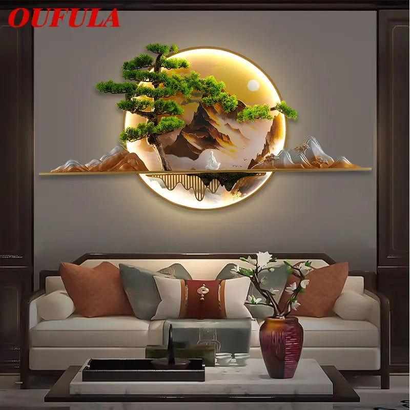 Afralia™ Landscape LED Wall Light: Modern Chinese Mural Sconce for Home Decor