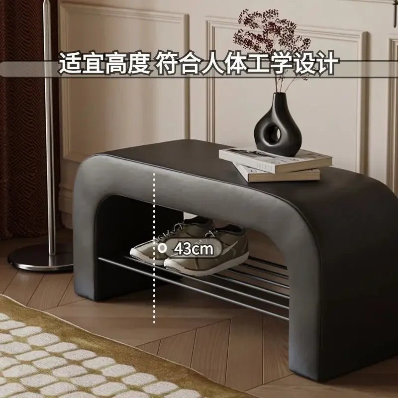 Afralia™ Leather Shoes Changing Stool: Stylish and Functional Seating for Living Room, Bedroom.