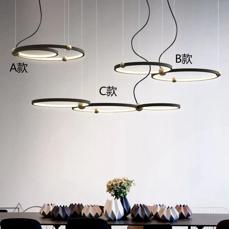 Afralia™ Modern Black LED Pendant Light Chandelier for Home Decoration