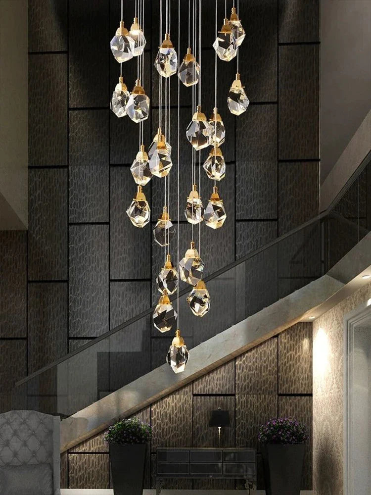 Afralia™ Diamond Crystal Ball Chandelier LED Hanging Lamp Gold Fixture