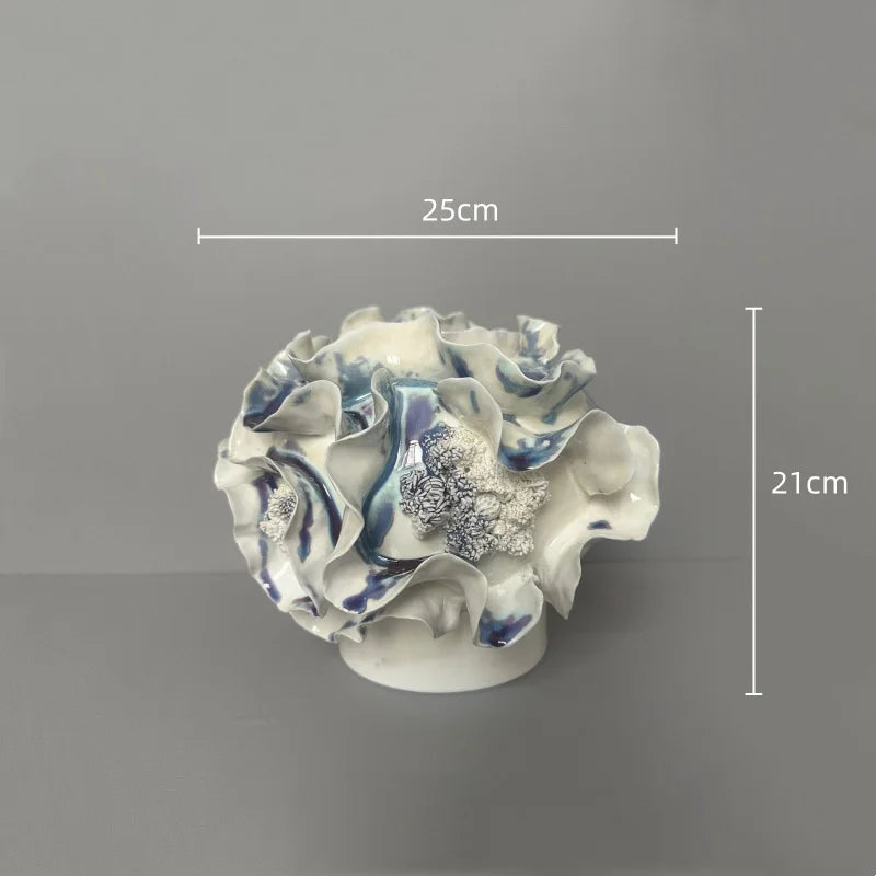 Afralia™ Handmade Porcelain Fold Pattern Vase - Home Decoration & Floral Arrangement