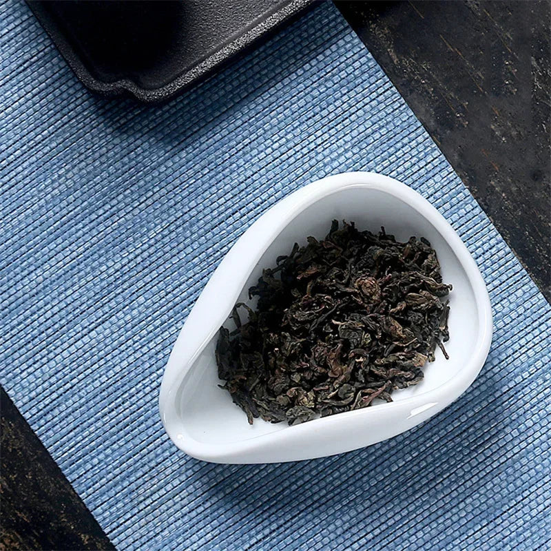 Afralia™ Ceramic White Dose Trays & Tea Spoon Set