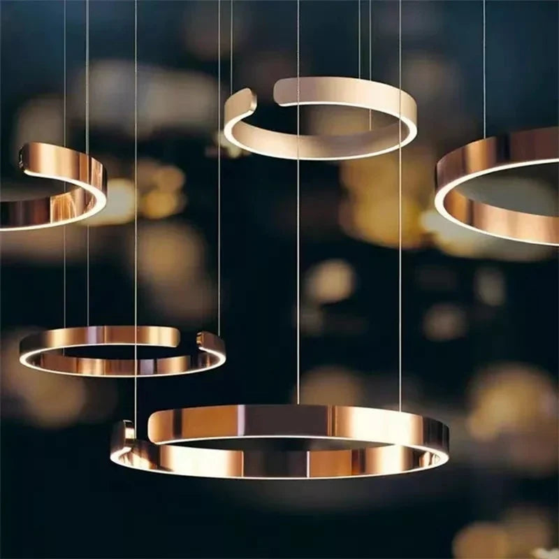 Afralia™ Modern Semicircle LED Chandelier Stainless Steel Lighting