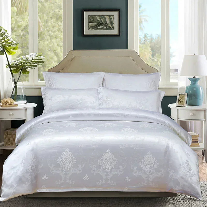 Afralia™ European Satin Jacquard Duvet Cover Set - Smooth & Luxurious Summer Bedding Kit