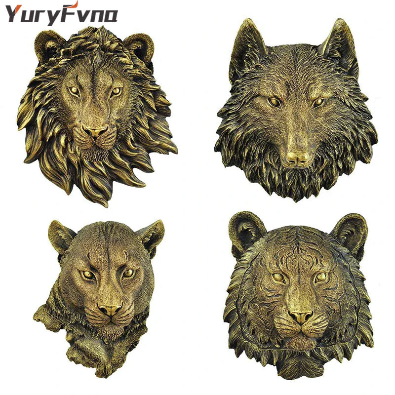 Afralia™ Animal Head Wall Hanger: Decorative Resin Wildlife Hook Rack Statue