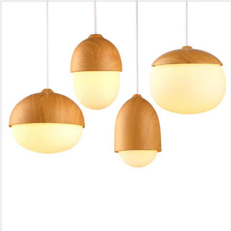 Afralia™ Nordic Nuts Pendant Lamp | Imitation Wood Design | E27 Bulb | Creative Lighting