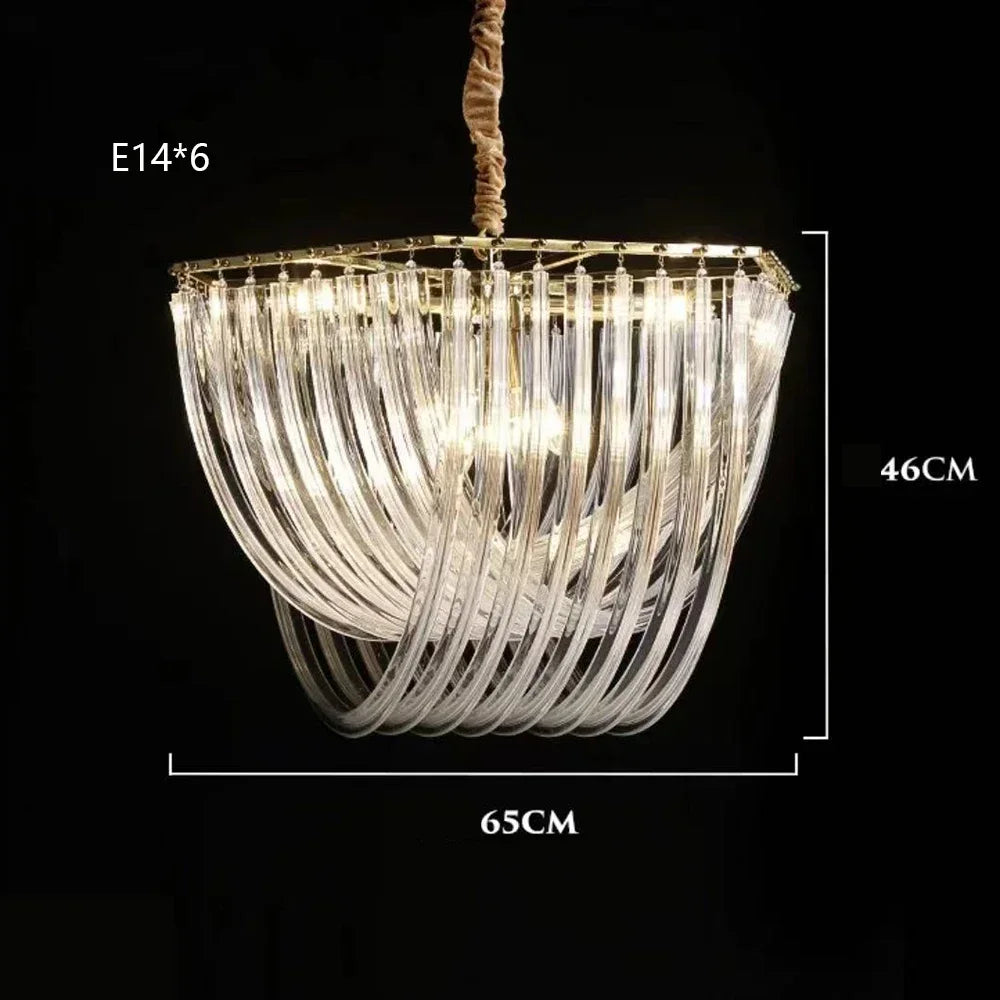 Afralia™ Modern Bent Glass Tube Chandelier - Nordic Art Designer Hanging Lamp