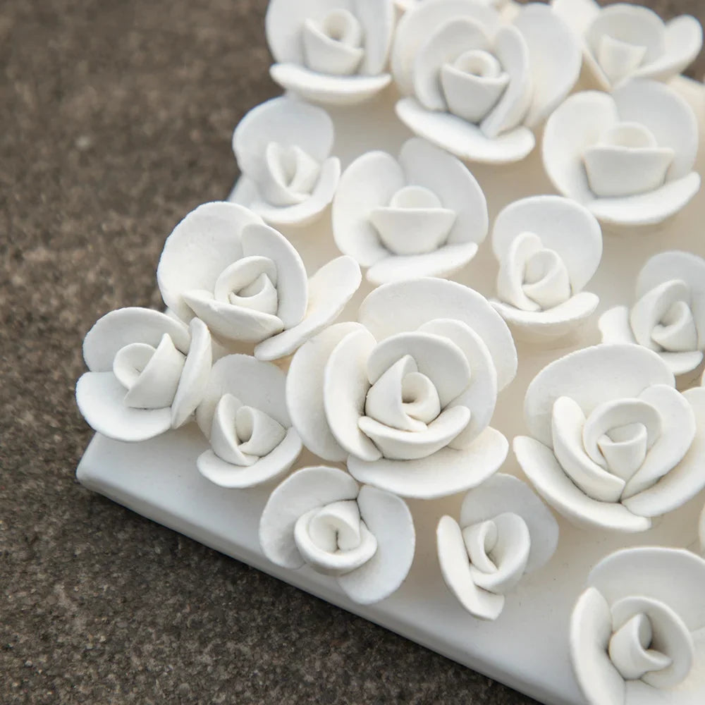 Afralia™ Petal Pendant Embossed Rose Wall Decoration Handmade Ceramic Adornment