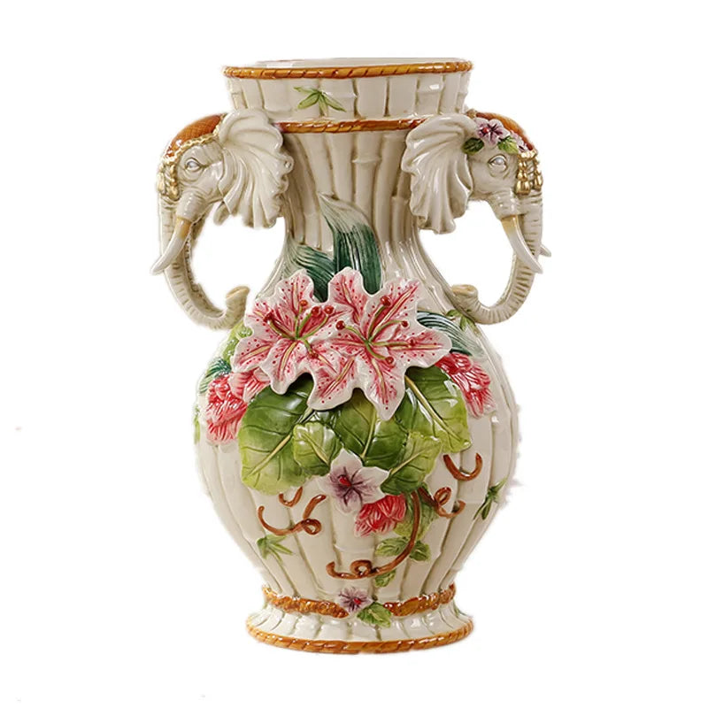 Afralia™ Elephant Vase: European Style Ceramic Home Decor for Living Room, Table, and Porch