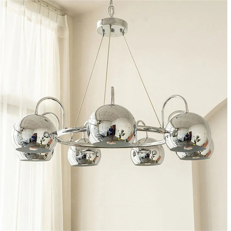 Afralia™ Chrome Pendant Lamps Iron Lighting Chandelier for Living Room, Dining, Bedroom