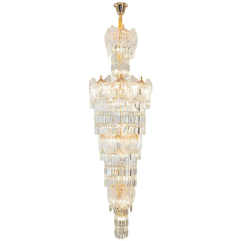 Afralia™ European Crystal Chandelier Modern Duplex Hotel Villa Staircase Long Chandelier