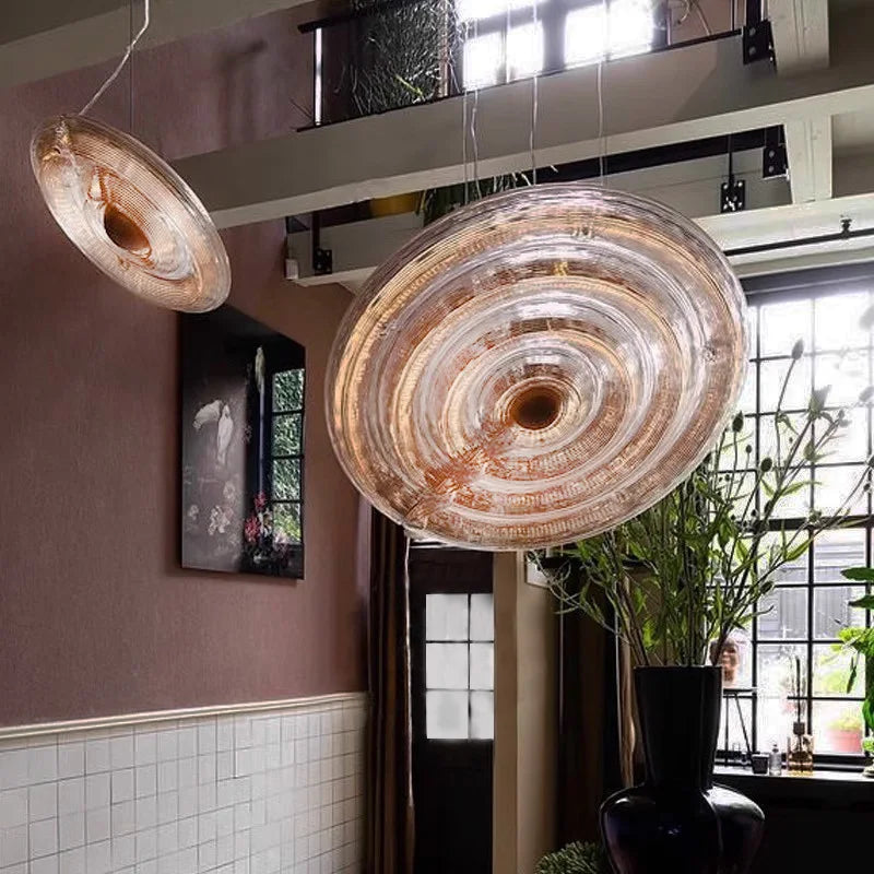 Afralia™ Round Glass LED Pendant Lamp Luxury Lighting for Living Room Art Decor
