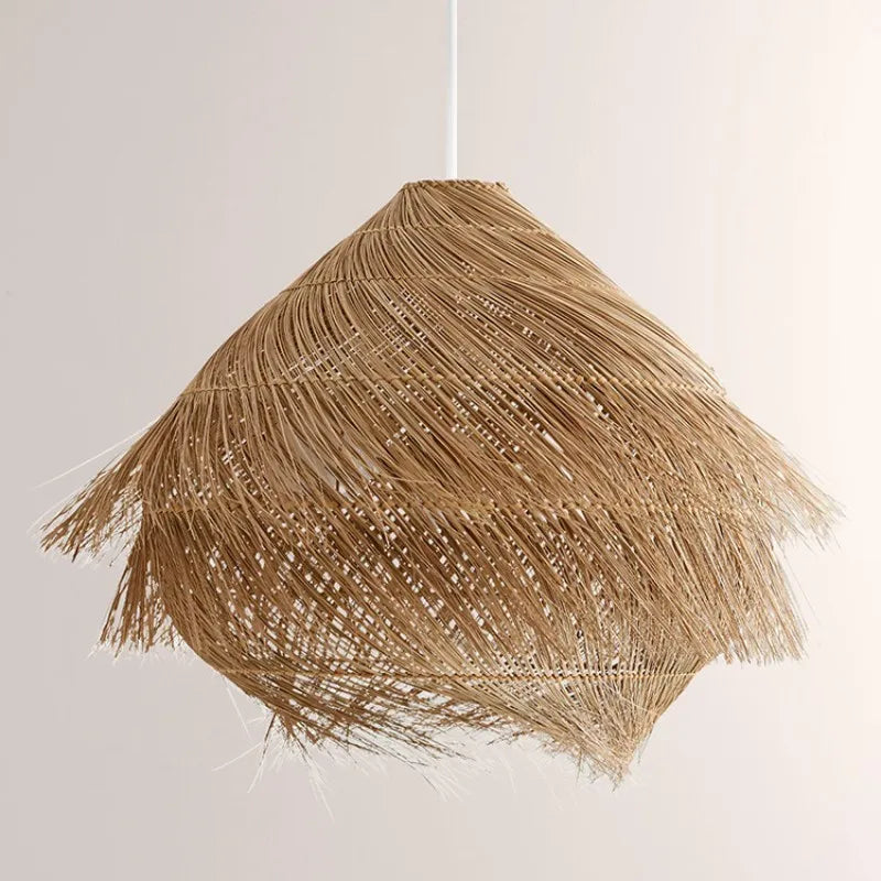 Afralia™ Wabi Sabi Rattan Pendant Chandelier with E27 LED Lights