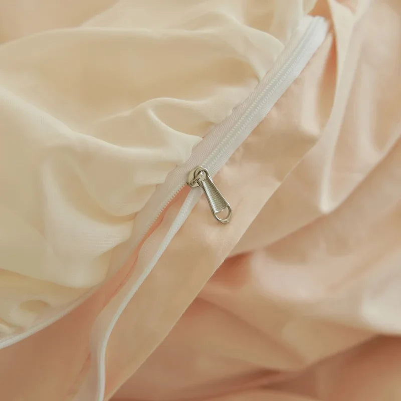 Afralia™ Korean Lace Ruffles Queen Size Duvet Cover with Bow Detail - Romantic French Design